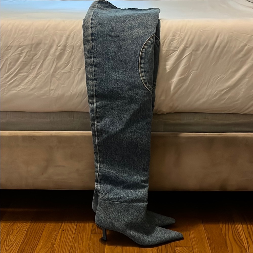 Alexander Wang Denim Over-the-Knee Boots SZ 39🔥 One-of-a-Kind, same day ship ✈️📦
